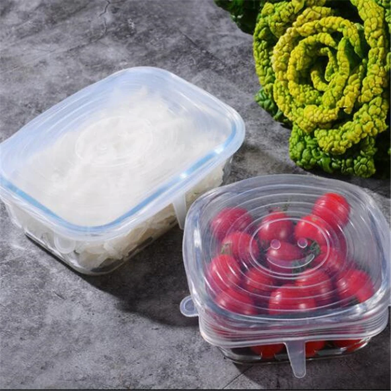 3/6/12 шт многоразовые кремния стрейч крышки Универсальная крышка силиконовая