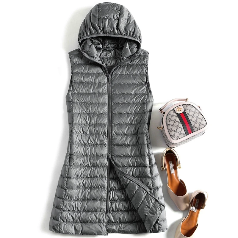 Fitaylor/белый пуховый жилет с капюшоном для женщин Коллекция 2021 года Повседневный