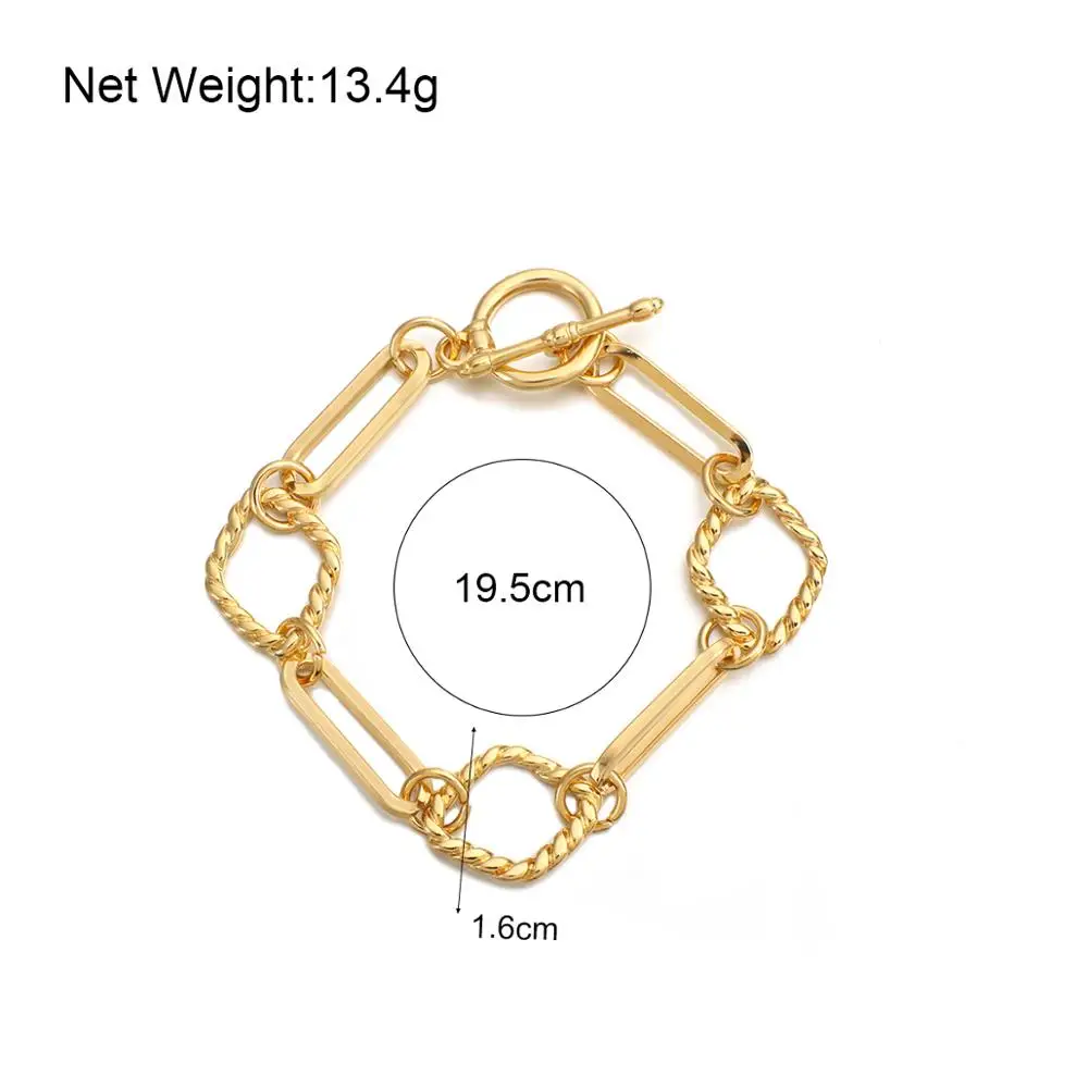 

ALLYES Simple Gold Color Metal Geometric Rhombus Twist Chain Bracelet for Women Minimalism Match Jewelry Valentine's Day Gifts