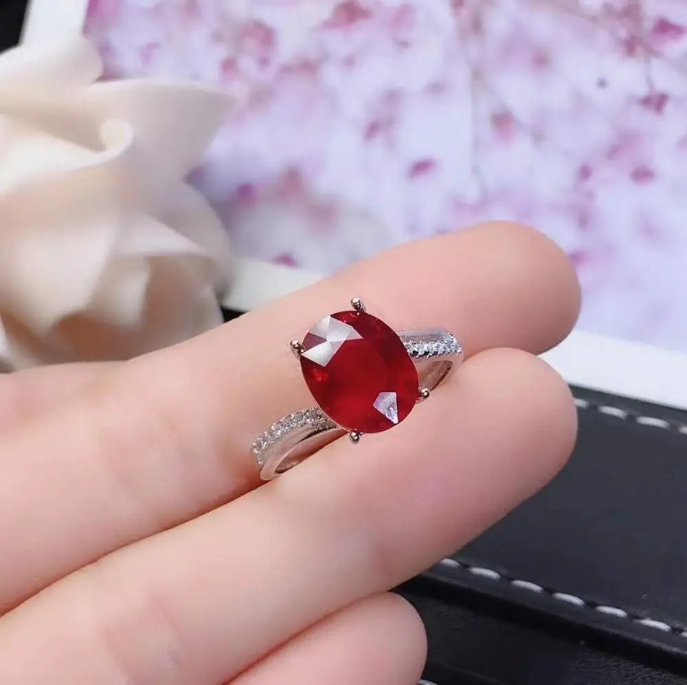 

Natural And Real Red Ruby Ring 925 Sterling Silver Rings for Wedding Rings Silver 925