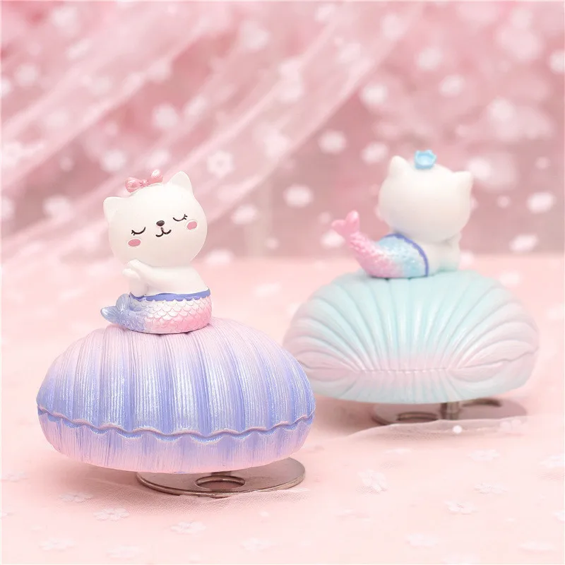 Музыкальная шкатулка с изящными розовыми кошками русалочкой милой котенок