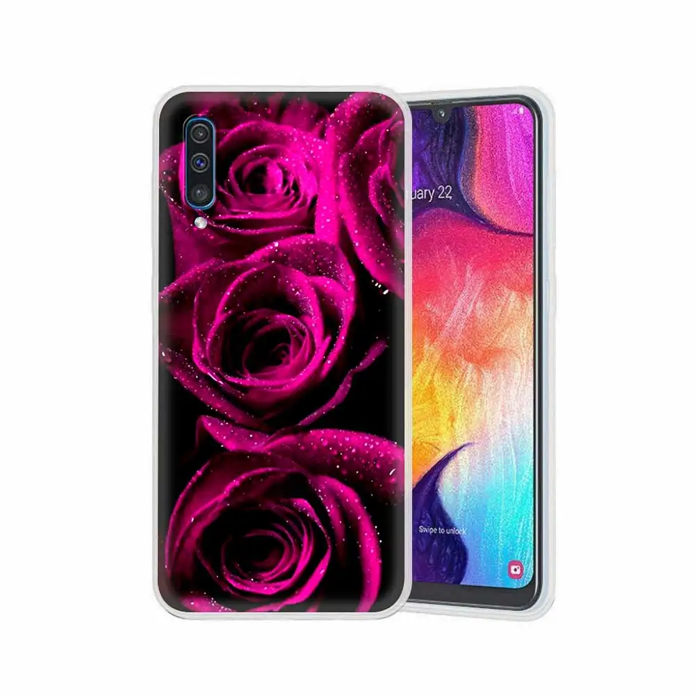 

Blue Red Rose Phone Cover For Samsung Galaxy A50 A51 A70 A71 A21s S20 FE A10 A20e A30 Black Soft Matte Case Funda