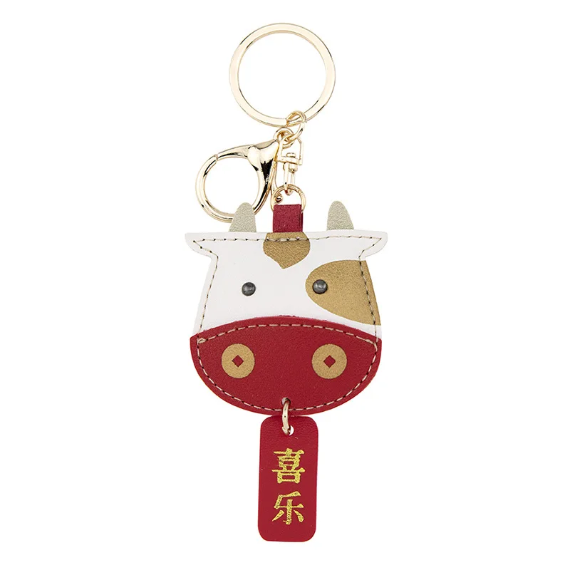 

Auspicious Words Pu Leather Car Creative Year Of The Ox Key Chain Cute Bag Hanging Decoration Personalized New Gift