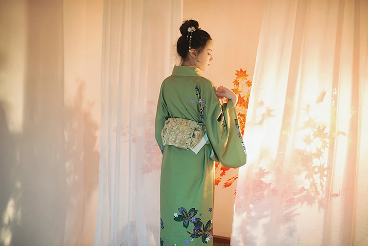 Традиционное японское кимоно с Оби женское платье для фотосъемки косплей