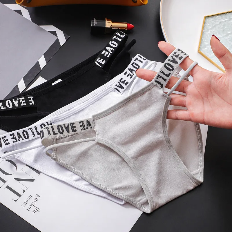 

Cotton Brazilian Women's Panties Solid Letter Printed Briefs Underwear Fashion Female Underpants Low Waist Intimate Lingerie New