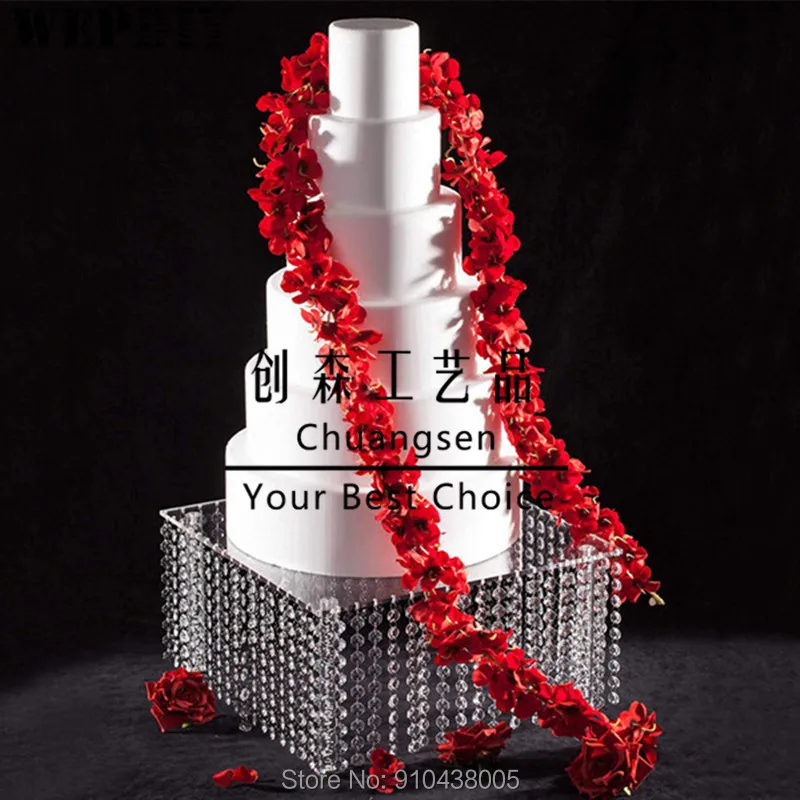 Акриловая подставка для торта украшенная кристаллами свадебная декорация