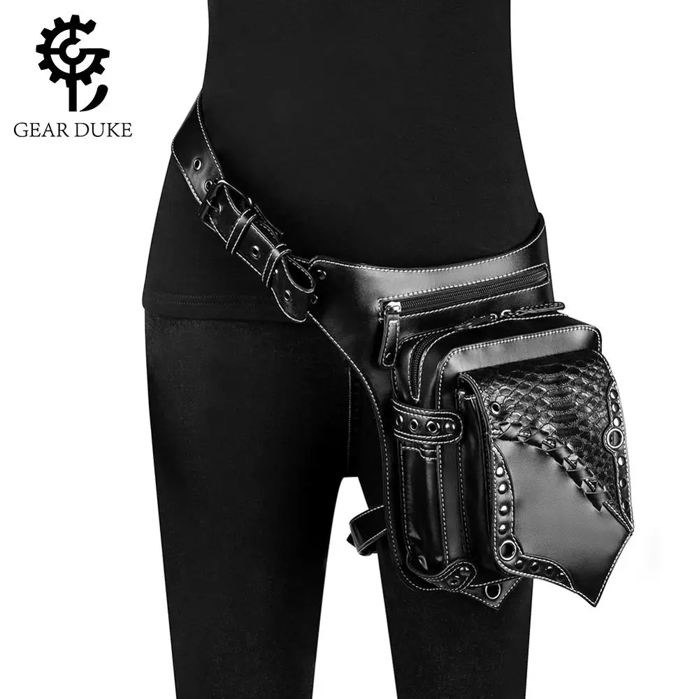 Сумка кошелек GearDuke для мужчин и женщин черная кожаная сумка в стиле стимпанк