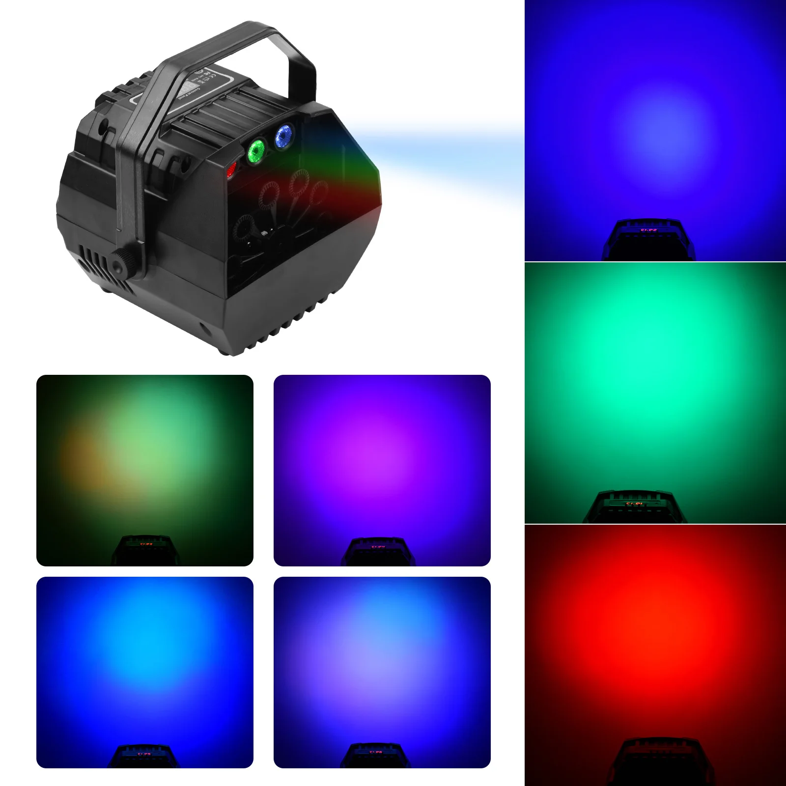 

Muslady LED Bubble Machines Projector Sound Activated with U-shape Handle Remote Control for Stage Wedding Decoration Activities