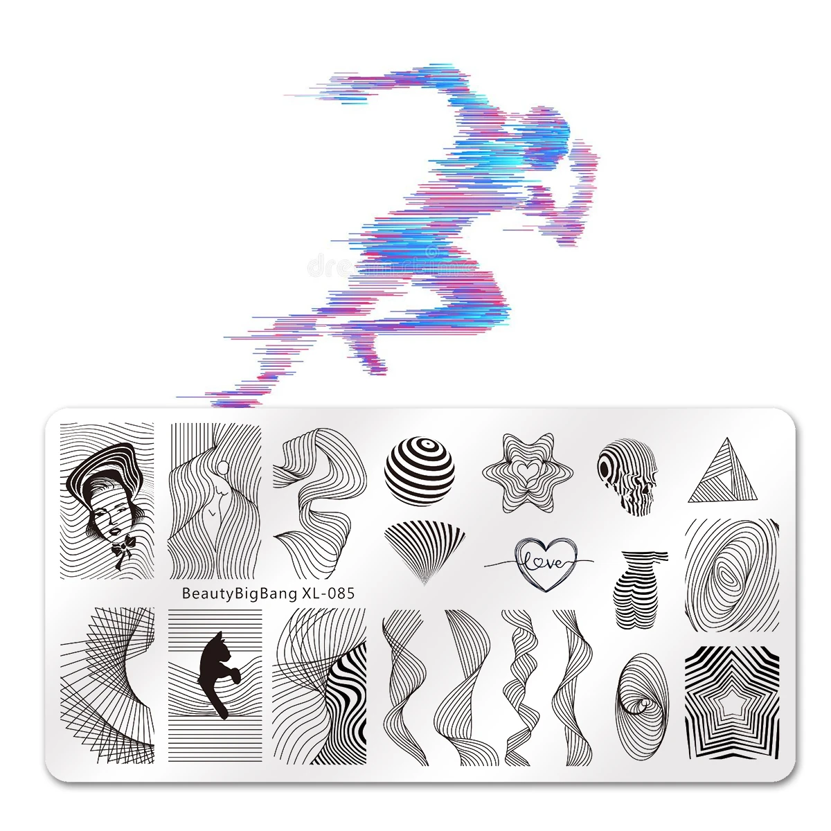 BEAUTYBIGBANG 6*12 см Геометрические линии волнистые изображения прямоугольные пластины