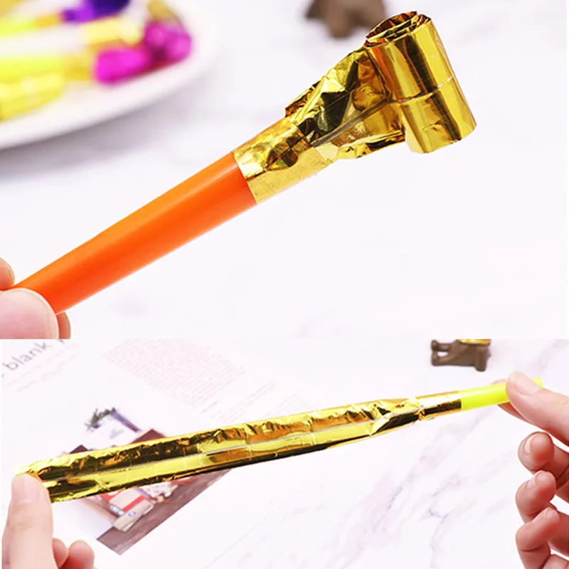 10 шт./Партия Забавный выбросы свистки День рождения удар с резным узором для