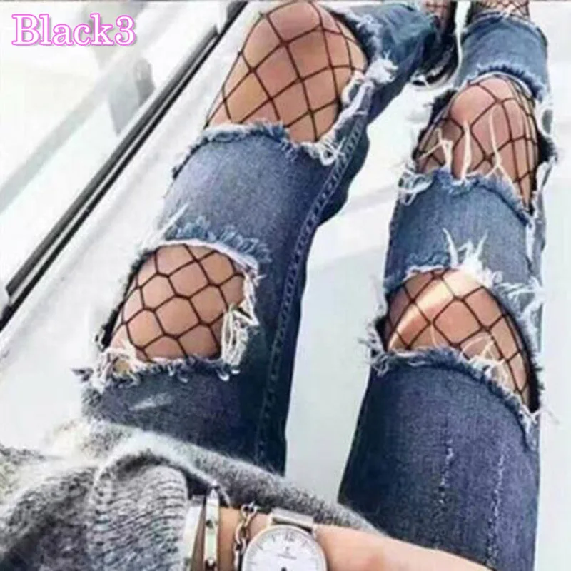 Ажурные Сексуальные колготки черные женские чулки в сеточку для клувечерние