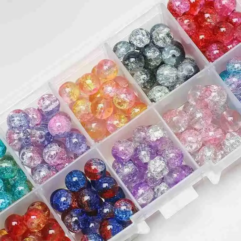 

10 Color Boxed 8MM Floral Beads Bracelet Necklace Glass Accessories Loose For DIY Beads Jewelry Beads Spacer Making Seed M0B6
