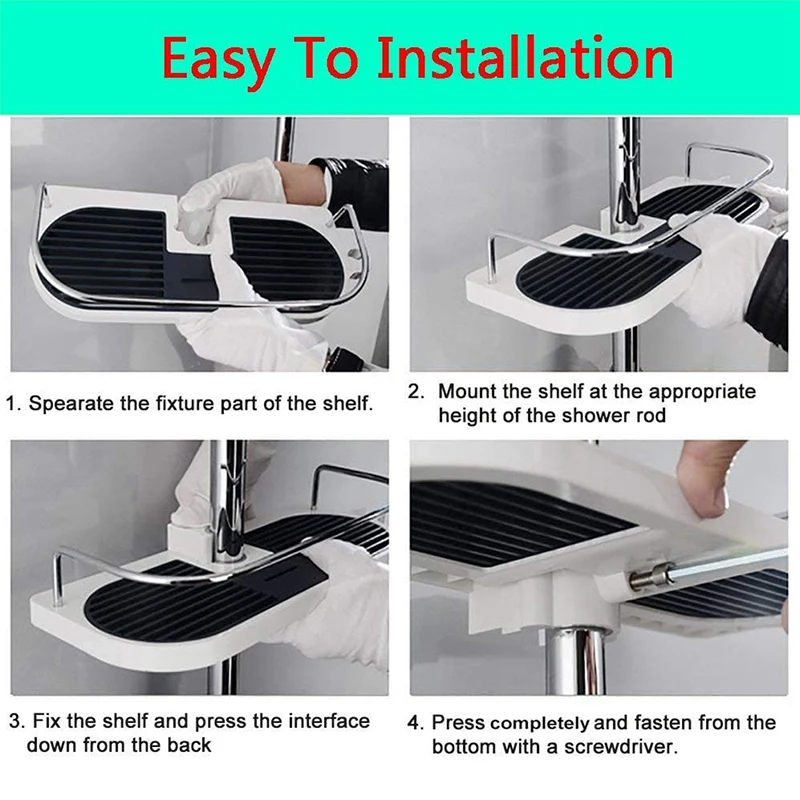 

Shower Shelf, Bathroom Shelf, Shower Rack Basket, Adjustable Height Bathroom Organizer, Diameter Shower Rod