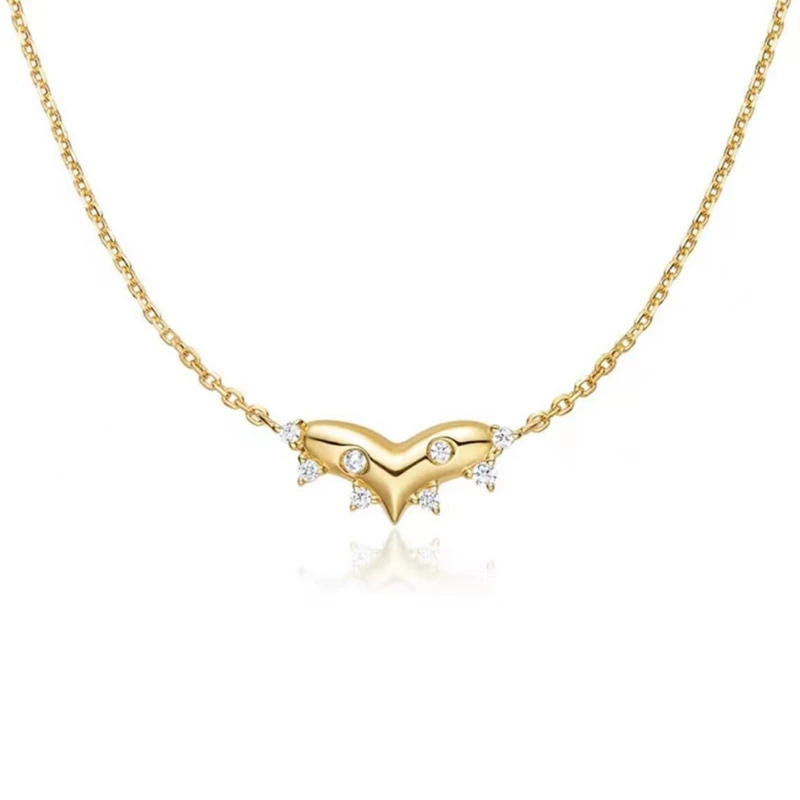 

Solid 925 Sterling Silver Cubic Zirconia Love Heart Necklaces Tiger Nose Kitty Claw Charm for Women Fine Jewelry