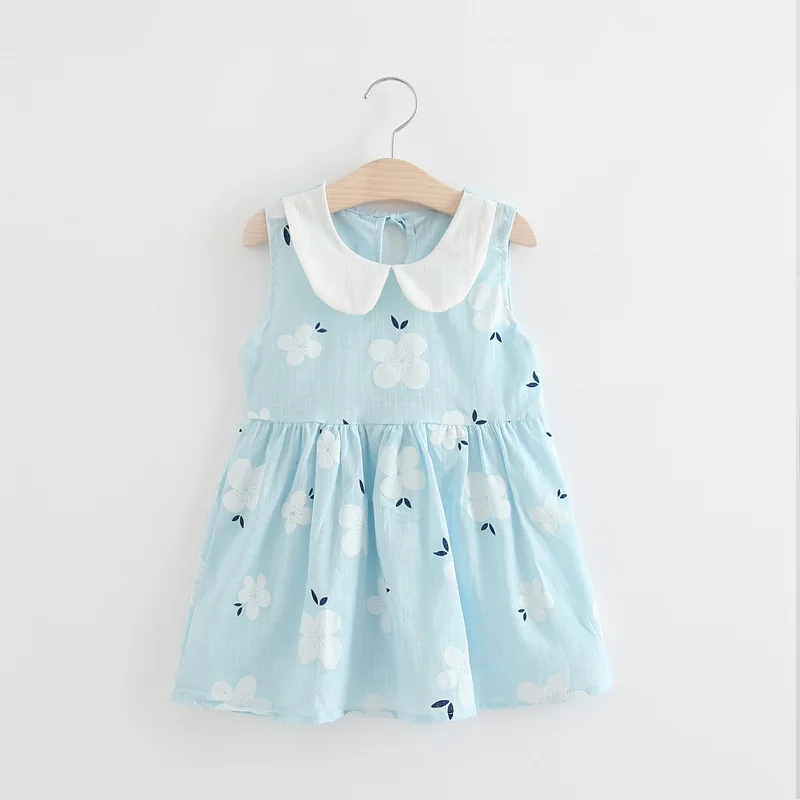 New Summer Girls Sleeveless Dress Kids Dresses Clothes Girl Turn Down Collar Princess 1 2 3 4 5 6 Years Children Clothing | Детская
