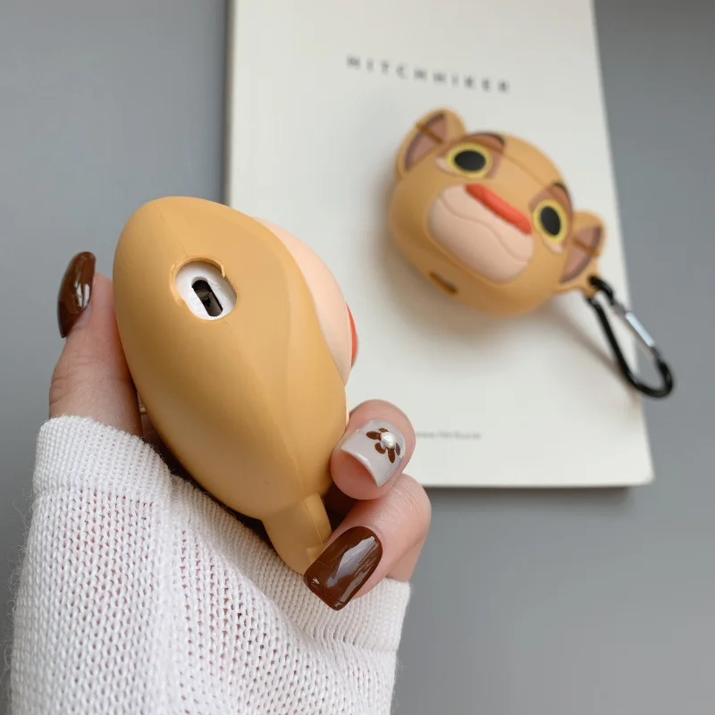 Мультфильм Забавный Лев наушники чехол для Apple Airpods стереоскопические силиконовые наушники Чехлы для Airpods 2 защитный чехол