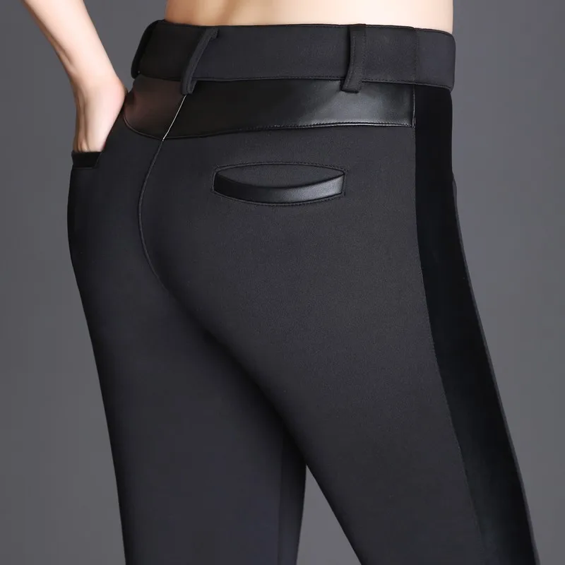 

45-100 KG 6XL Sexy Womens Leather Pants Large High Waist Elastic Slim Trousers Women Stretch Pencil Pants Winter Velvet Leggings