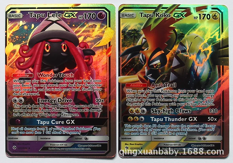 100 шт Покемон карты Пикачу английский флэш-GX + EX100 без повторения Pet Elf игровая