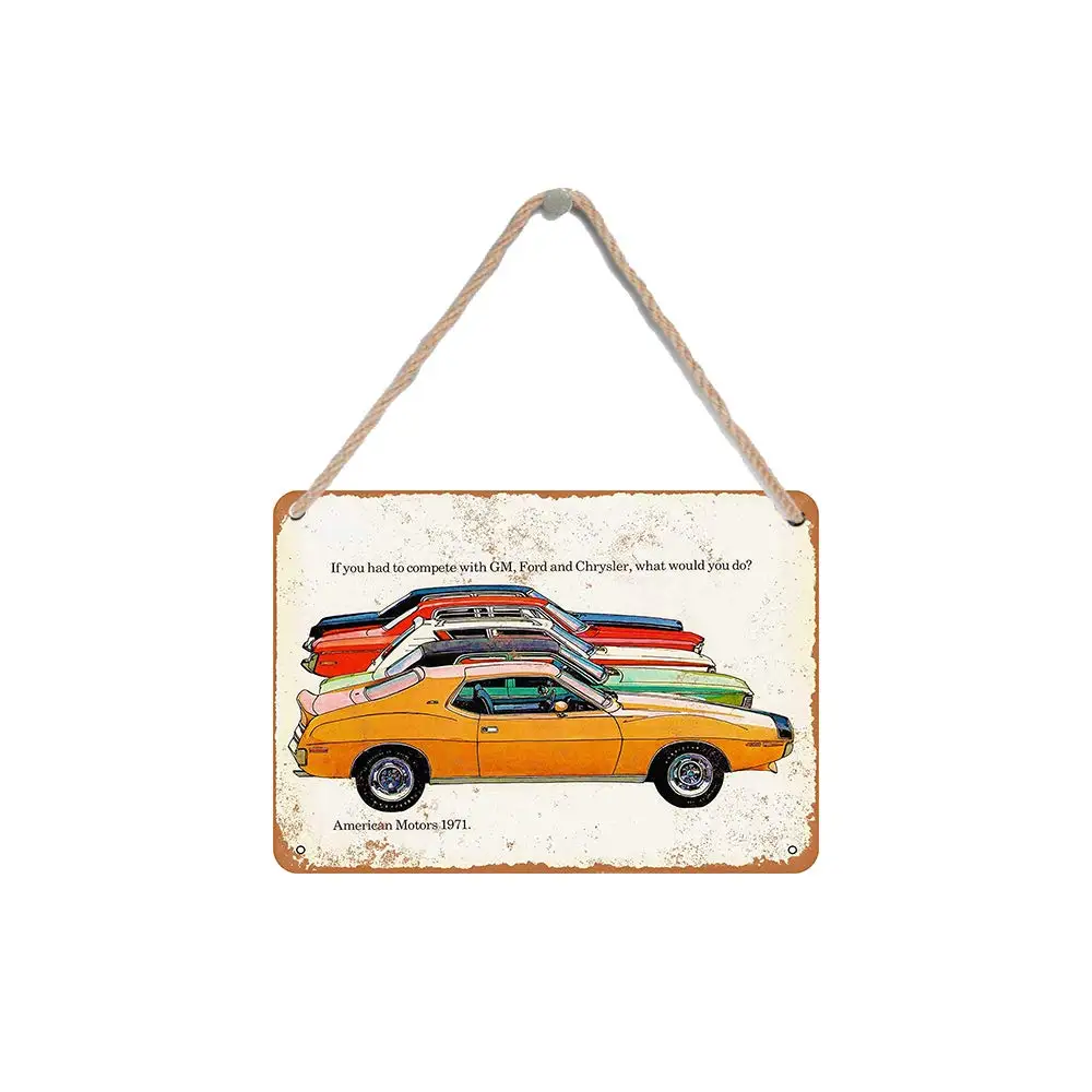 

Isaric деревянный подвесной знак 8X12 дюймов 1971 AMC автомобили Забавный деревянный знак
