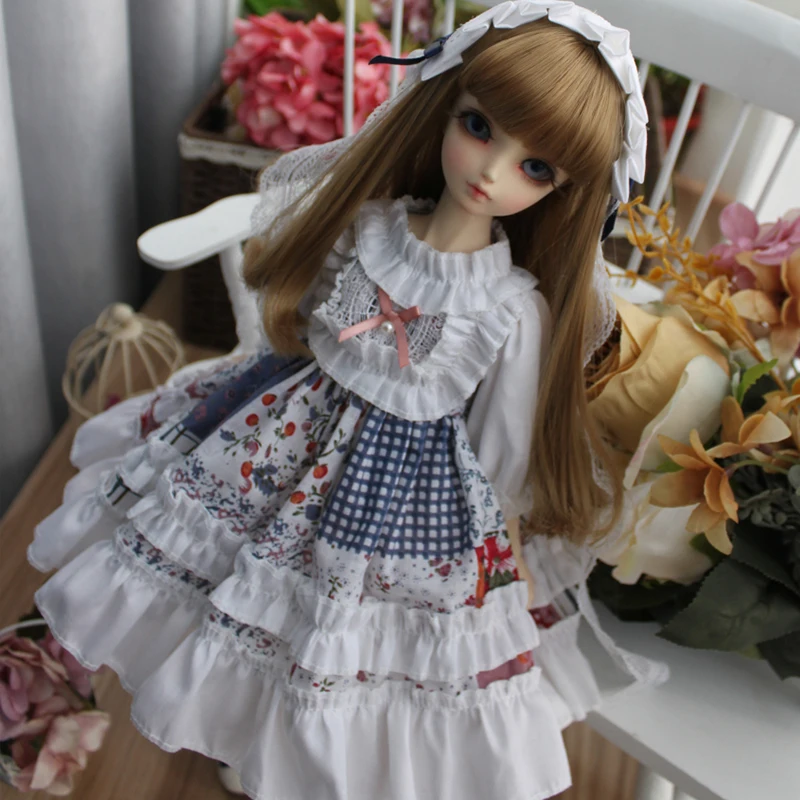 1/4 1/6 1/3 Doll clothes BJD long dress+ hair band for blyth 1/6 1/4 1/3 BJD doll accessories dress+hair decoration