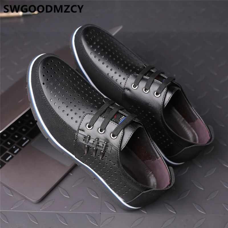 Summer Shoes Leather Casual Men Fashion Mens Designer Big Size Chaussures Hommes En Cuir Luxe Sepatu Kulit Pria | Обувь