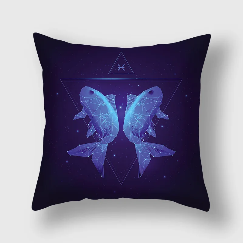 

45cm Creative Twelve Constellations Pillowcase Purple Home Decorative Pillow Cover Sofa Car Bed Science Fiction Constellations