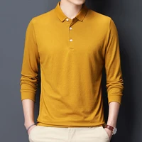 long sleeve polo mens autumn lapel solid color large long sleeve t shirt casual business mens fashion versatile autumn