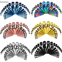 leosoxs explosion models hot sale stainless steel pointed ear ear expansion 36 pieces set suit popular jewelry