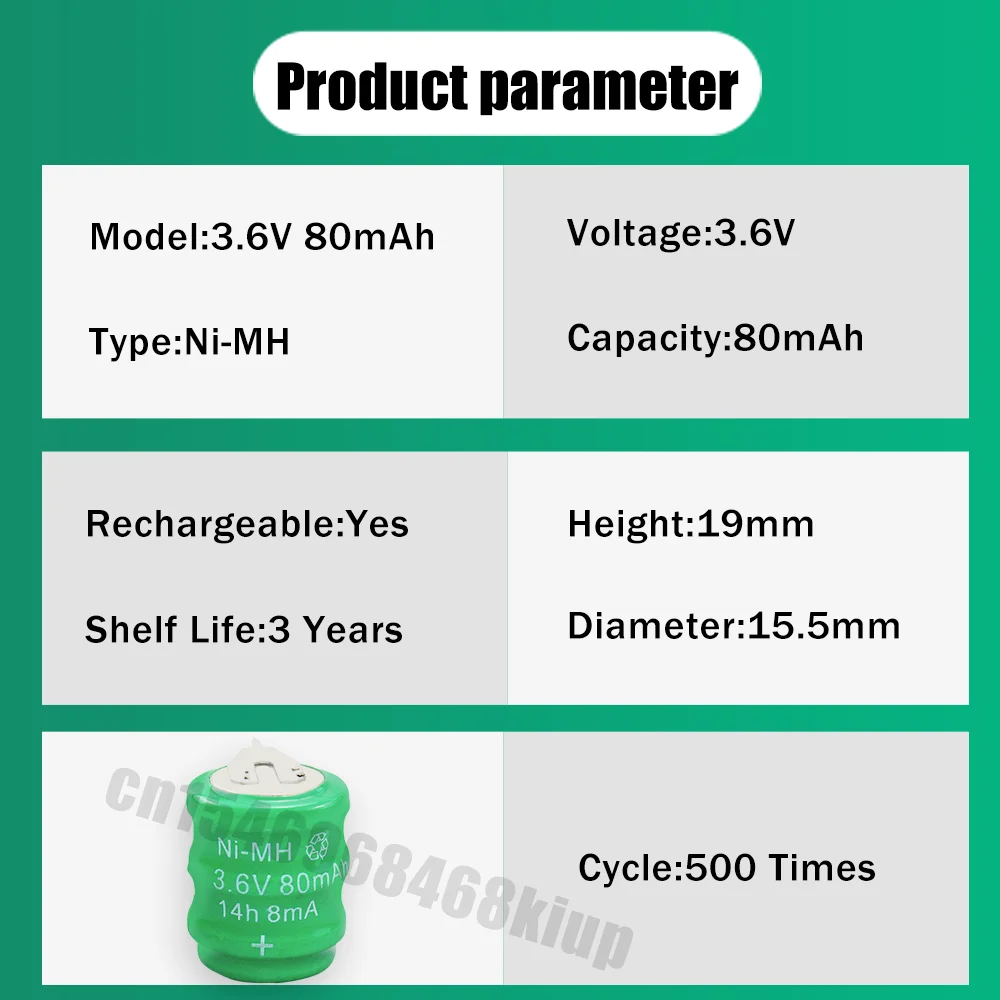 Никель-металлогидридная аккумуляторная батарея для часов 3 6 В 80 мАч | Электроника