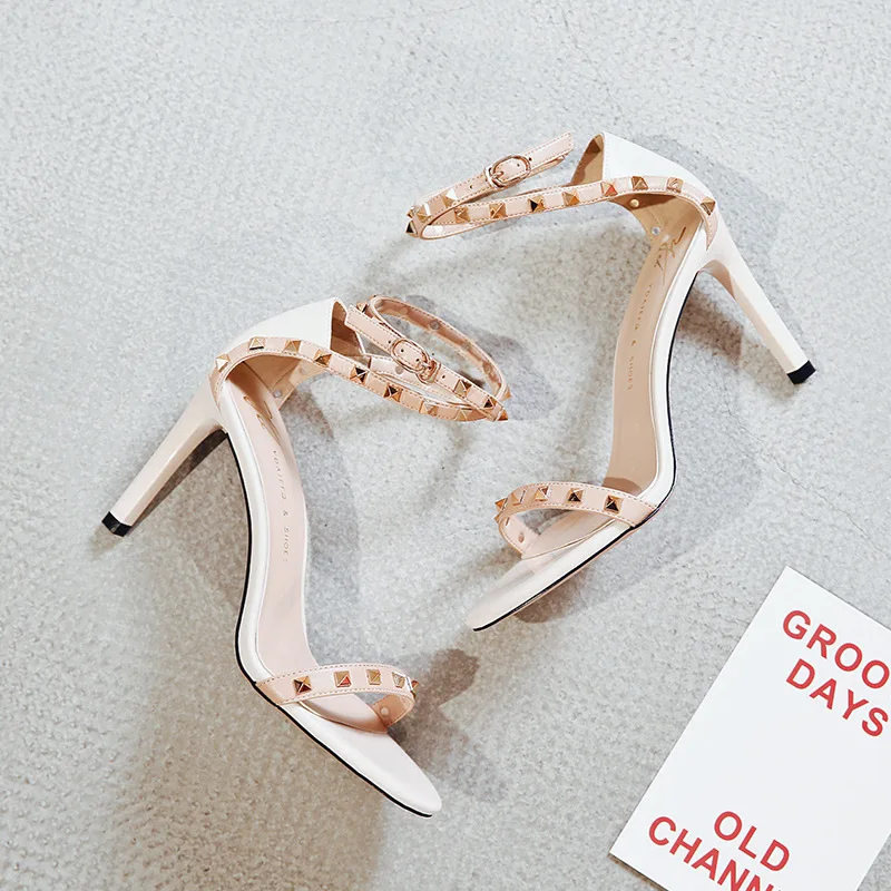 

New summer sandals 2020 sexy open toe women's shoes with one button high heel shoes with thin heel