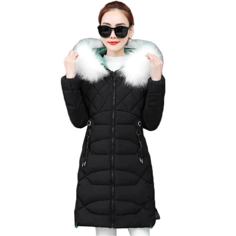 

2019 NEW Parka Women Winter Coats Long Cotton Casual Fur Hooded Jackets Women Thick Warm Winter Parkas Female Overcoat Coat 1026