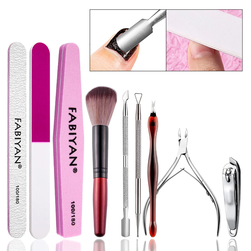 

Nail Art Care Set Nail File Polishing Strip Stainless Steel Dead Skin Scissor Dead Skin Fork Manicure Remover Tool