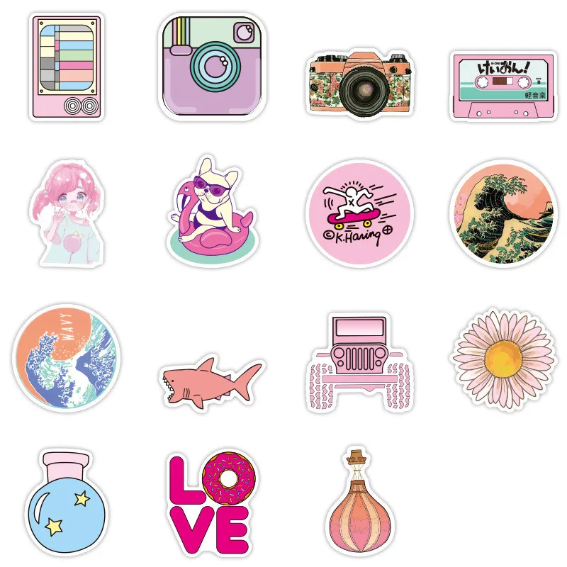 50 шт kawaii vsco наклейки для девочек игрушки мультфильм Розовый водонепроницаемый