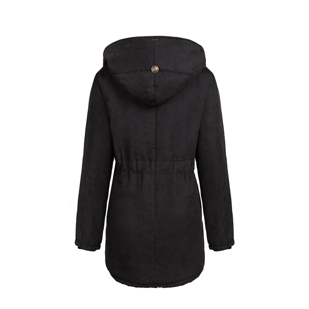 Теплое пальто SAGACE на молнии хлопковое женские с капюшоном модная женская