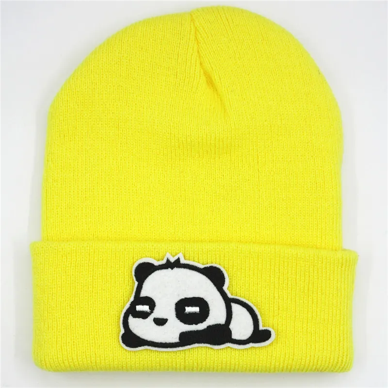 LDSLYJR плотная вязаная шапка из хлопка с вышивкой животных панда зимняя теплая