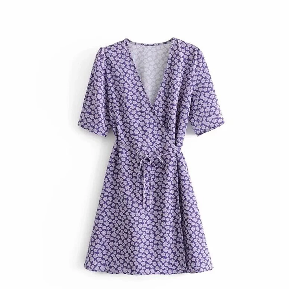 

dressWomen's Wrap Skirt Summer Beach V-neck Floral Print Bohemian A-line Mini Dress Lace Sundress Ladies Dress Slit Sexy Party