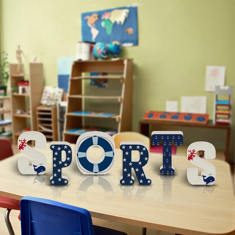 DIY мультфильм 3D дети морской морячок тема настенный стикер 26 прописных букв