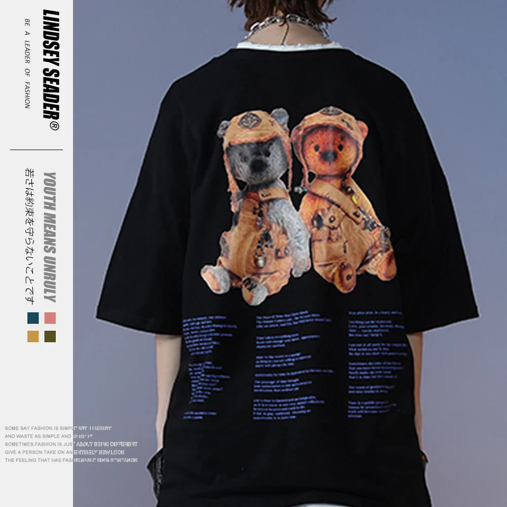 Женские и мужские футболки с принтом летчика медведя уличная одежда 2020