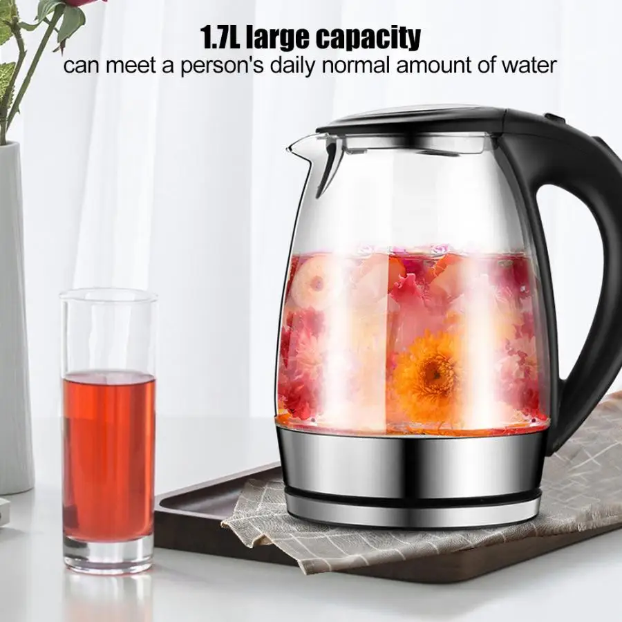 

1.7л стеклянный Электрический чайник чайный нагреватель водонагреватель с Светодиодный индикатор светильник Бытовая кухонная техника AU Plug ...