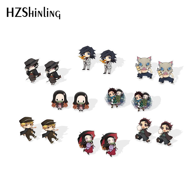 2019 Новый демон убийца Kimetsu без Yaiba акриловые серьги Tanjirou Nezuko гвоздики эпоксидной