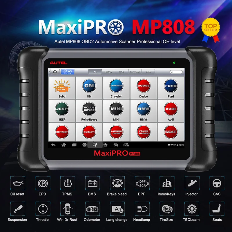 Autel MaxiPRO MP808 OBD2 автомобильный сканер OBDII диагностический инструмент считыватель кода инструмент сканирования ключ кодирования как autel MaxiSys MS906 DS808