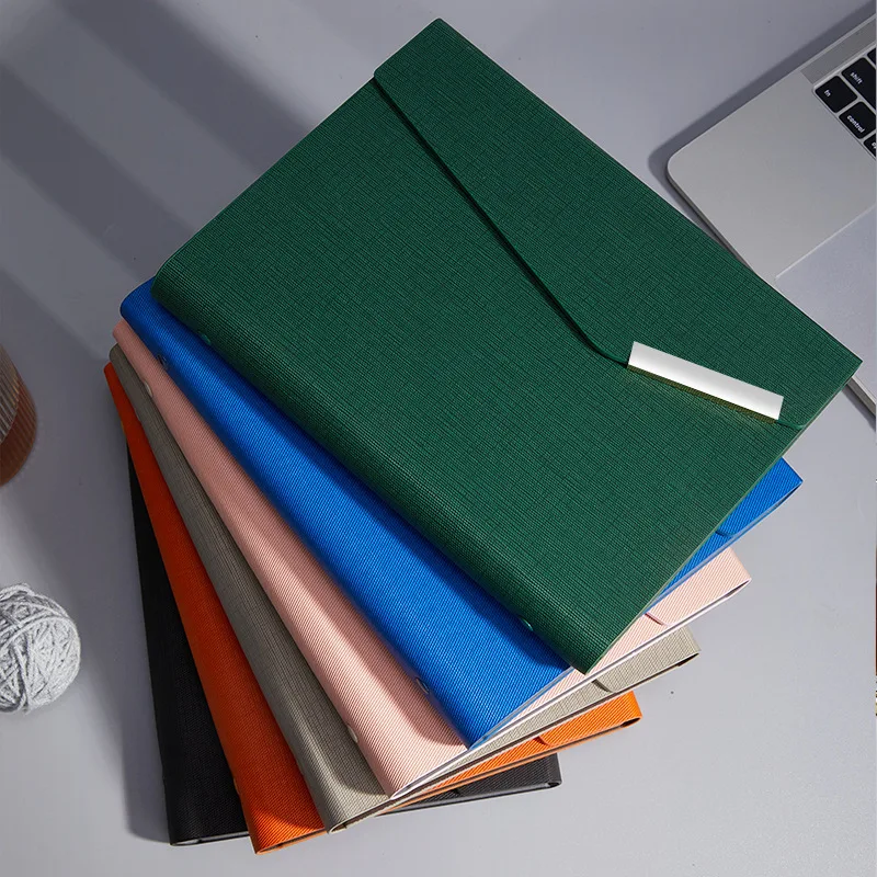 

Tri-fold metal buckle loose-leaf notebook business office training A5 college student notepad ( 50pcs can be printed with LOGO)