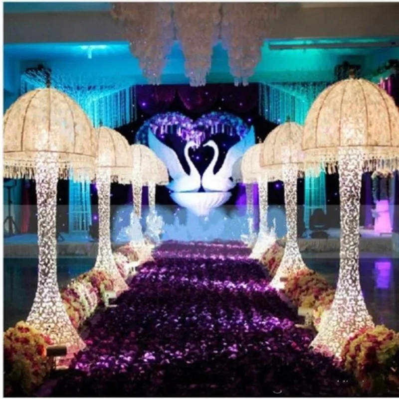 

New Wedding Decor Centerpieces Led Light Up Jellyfish Roman Column Road Leads For Party Decoration Props