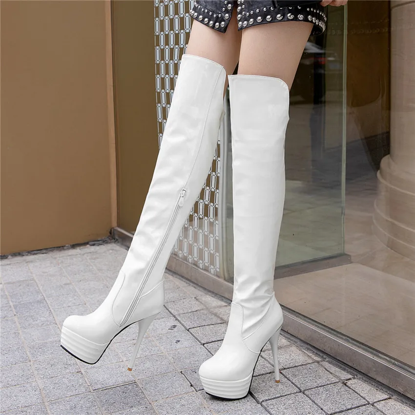 Осенние женские ботфорты на высоких каблуках и платформе Женские сапоги высоком