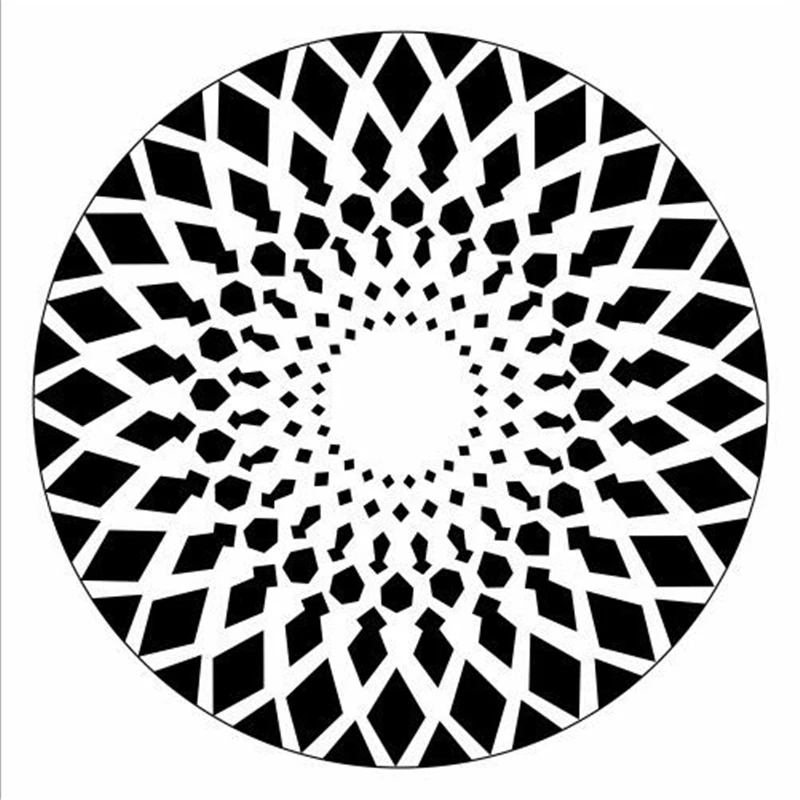 Круглая бархатная ковровая дорожка с геометрическим узором черного и белого