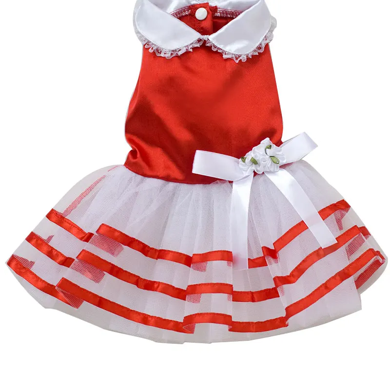 

Pet Dress Lacebow Sleeveless Dog Dress Mesh Stripe Pet Dress Casual Classic Breathable Dog Dress Pet Shirt