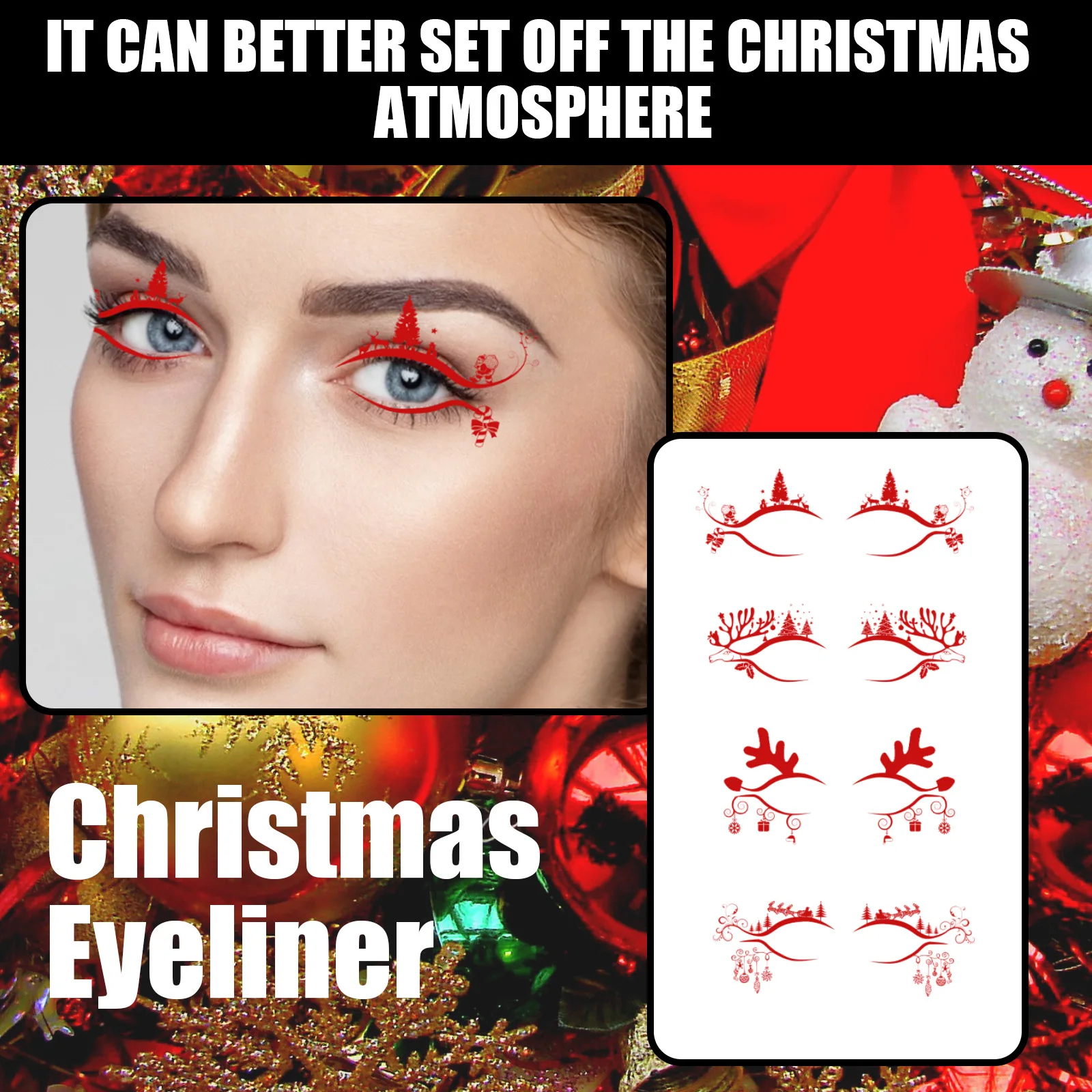 

Christmas Eyeliner Stickers Personality Creative Makeup Stickers Fashion Party Decoration Eye Stickers New