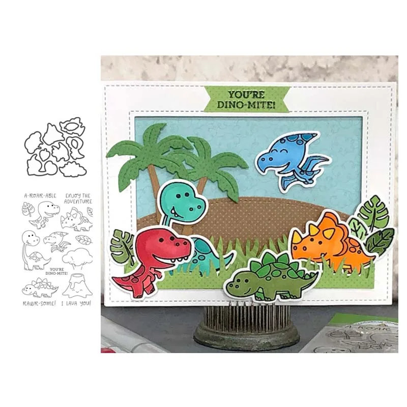 Динозавр семья металла резки штампы трафареты для DIY альбом скрапбукинга бумага