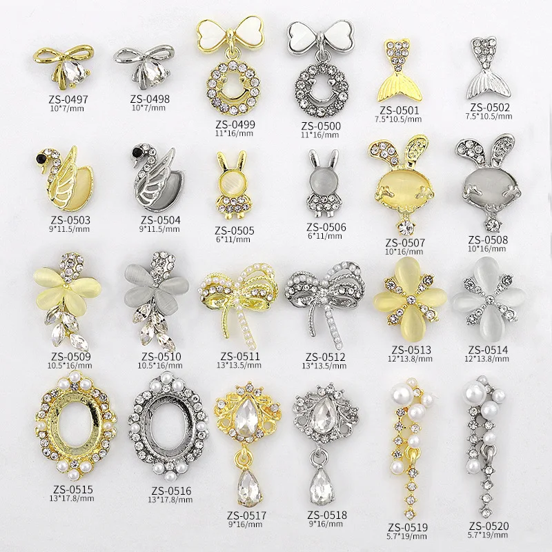 10 шт. аксессуары для бриллиантов Золотой/Серебряный лебедь кролик 3D Подвески