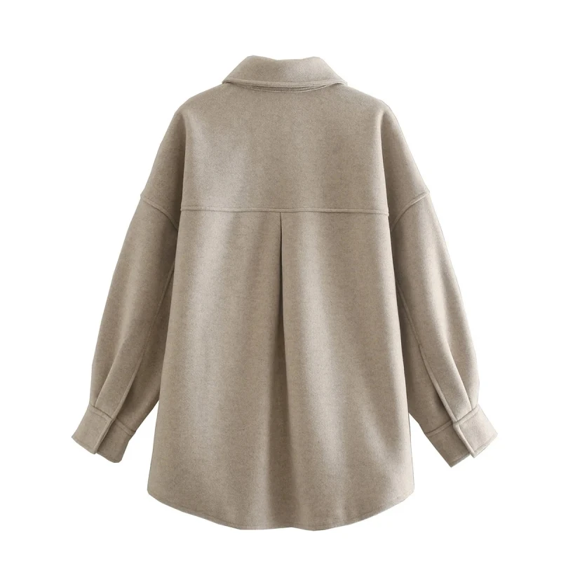 

Vintage Women Camel Woolen Jackets 2020 Autumn-Winter Fashion Ladies Elegant Loose Long Coats Streetwear Girls Chic Outwear